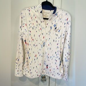 SanSoleil UV50 Zip Up with Multicolor Golf Print